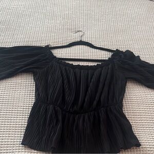 Express Black Pleated Off-Shoulder Blouse